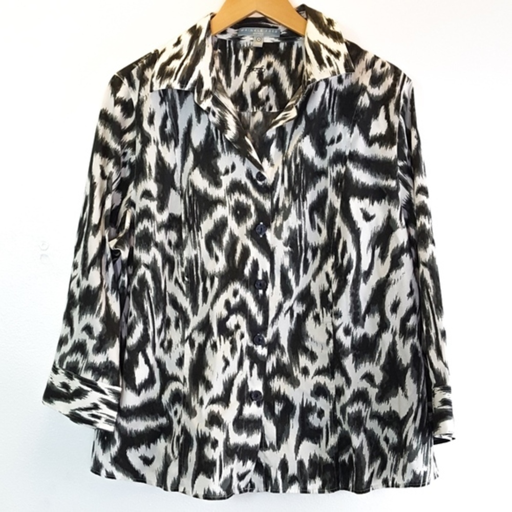 Foxcroft Wrinkle Free Fitted Patterned Shirt Sz 18 - image 1